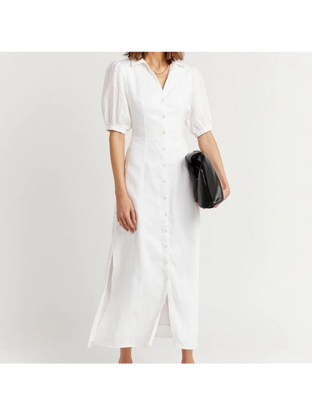 DISSH Elain White Linen Midi Dress AU Size 10
